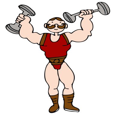 An image of a circus strongman character. clipart