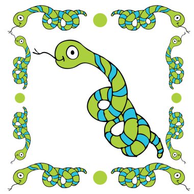 An image of a cartoon snake border. clipart