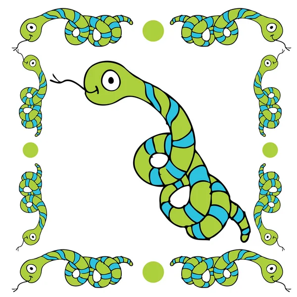 Une Image Une Bordure Serpent Dessin Animé — Image vectorielle