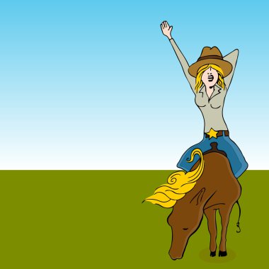 Girl Riding a Horse clipart