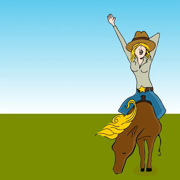 Flicka ridning en häst — Stock vektor