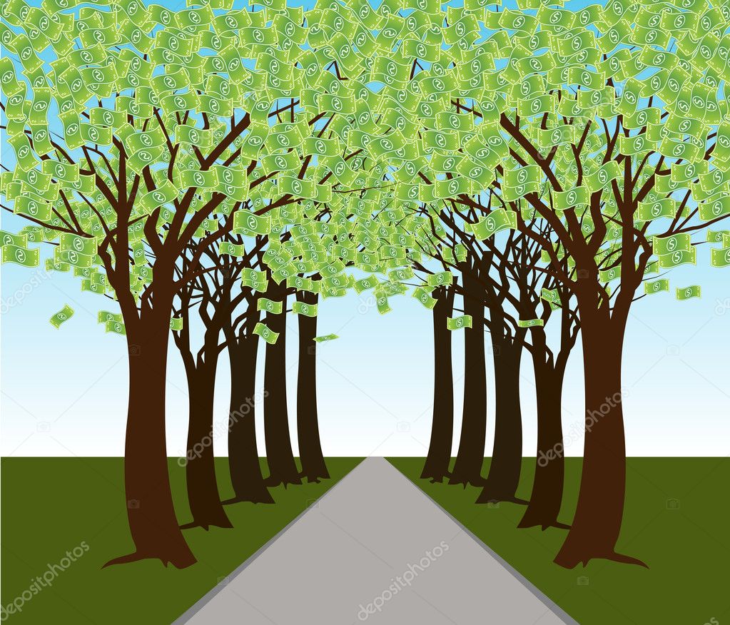 a path and trees clip art