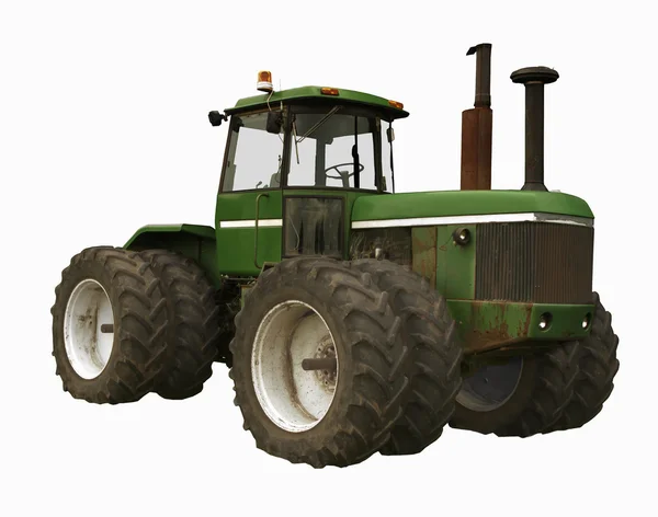 Зеленый и белый трактор — стоковое фото