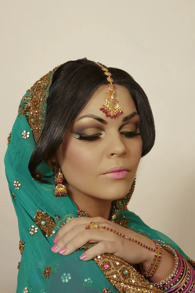 Indiska Modell Porträtt Närbild Face — Stockfoto
