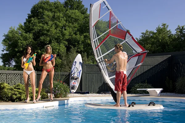 Windsurf na piscina — Fotografia de Stock