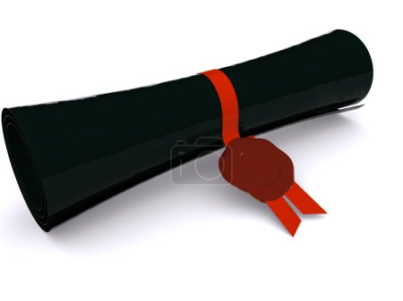 diplôme en parchemin sur blanc. 3d