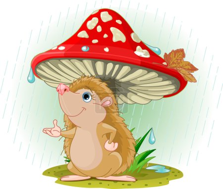 Hérisson sous champignon 
