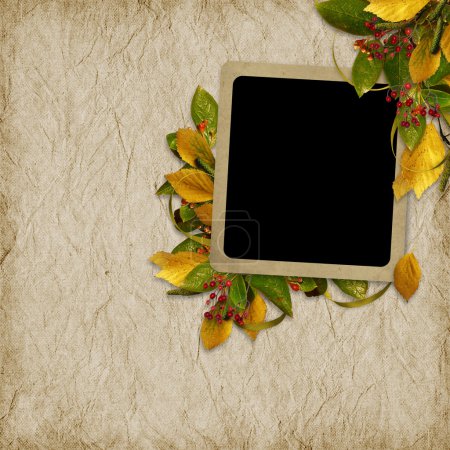 Carte pour les vacances avec feuilles d'automne 