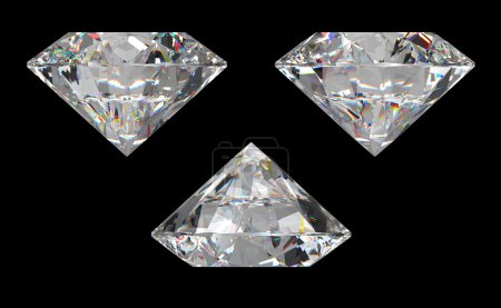 Trois vues latérales différentes de gros diamant 