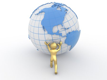 Les hommes roulent la terre. 3d 