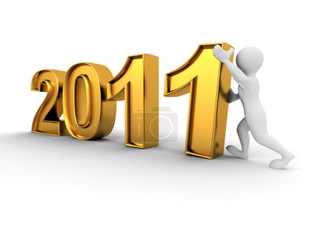 Nouvel An. Hommes avec chiffres 2011 