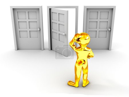La personne choisit la porte 