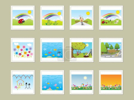 Illustration vectorielle timbres poste, set19 