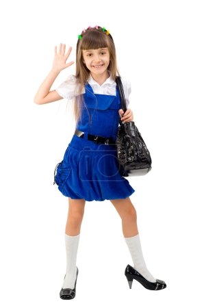 La fille dans une robe bleue