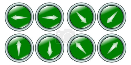 Collection de boutons avec flèches vert 