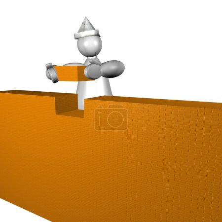 Marionnette 3D construisant une maison 