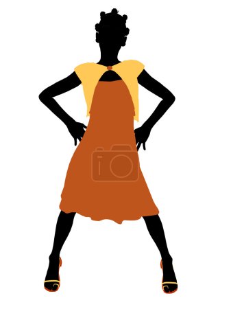 Illustration adolescente afro-américaine Silhouett 
