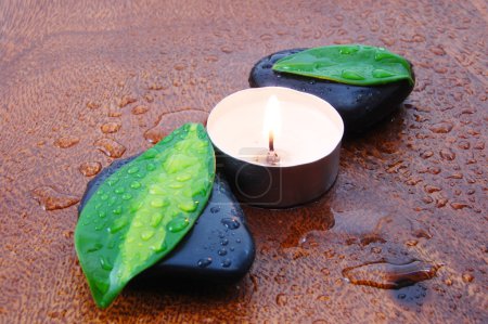 Concept zen avec pierres et feuilles 