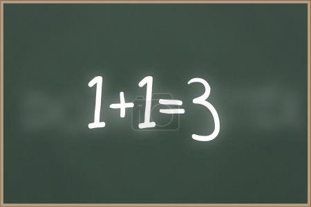 Tableau noir avec texte 1 + 1   3 