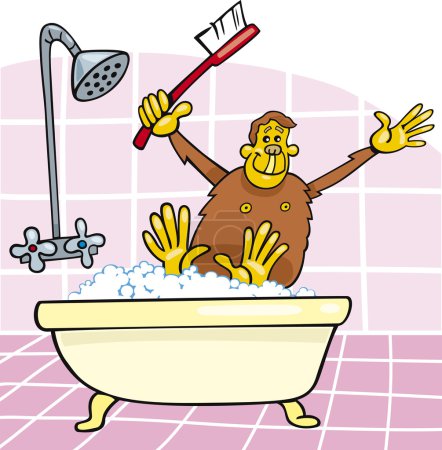 Singe dans le bain 