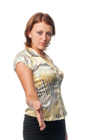 Fille donne un coup de main pour poignée de main 